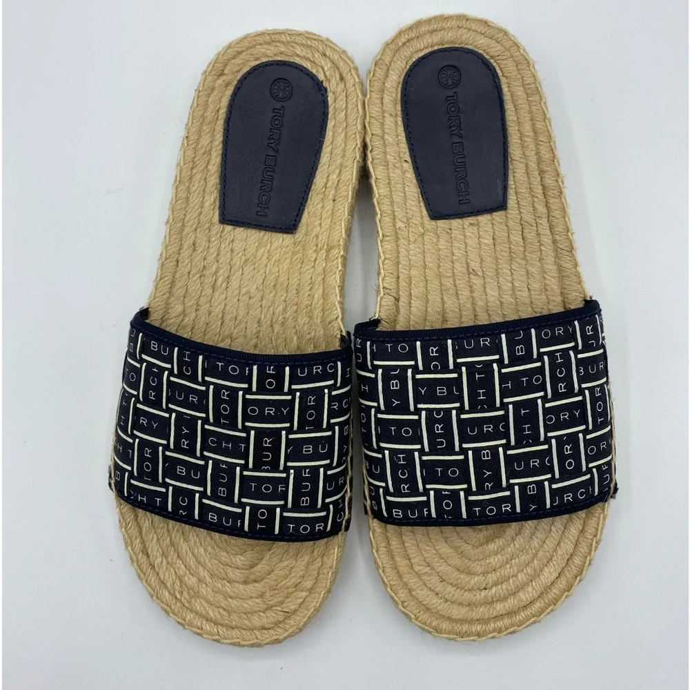 TORY BURCH‎ TORY RIBBON ESPADRILLE SLIDE NIB size 7